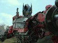 Optimus Prime in a scene from Transformers: Rise of the Beasts.
