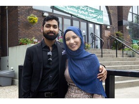 Ebadur Rahman and Valeria Mendez Riveros at the Ottawa Mosque on Canada Day.