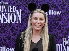 US model Crystal Hefner arrives for the world premiere of Disney's "Haunted Mansion" at the Hyperion Theatre inside the Disney California Adventure Park in Anaheim, California, on July 15, 2023.