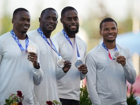 Olympians Andre De Grasse, Aaron Brown and Jerome Blake