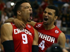 Dillon Brooks and Jamal Murray playing for Team Canada in Toronto earlier in their careers.