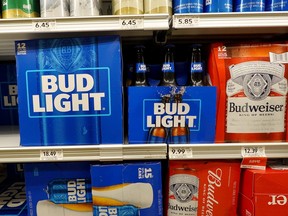 Bud Light, made by Anheuser-Busch, sits on a store shelf on July 27, 2023 in Miami.