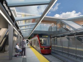 A 2021 artists conception of the Lincoln Fields Station. The LRT subcommittee was told Tuesday that the station was about 80 per cent complete and in "good shape."