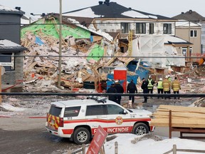 An explosion destroyed houses under construction on Blossom Pass Terrace in Orléans Feb. 13, 2023.
