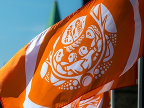 Parliament Hill was a sea of orange as a gathering was held to honour the National Day for Truth and Reconciliation on Saturday, September 30, 2023. A row of Survivors Flags were flying on Parliament Hill Saturday afternoon. Ashley Fraser/Postmedia