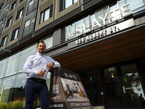 President of CLV Group Developments Oz Drewniak pictured outside The Slayte in Ottawa on Monday, Sept. 25, 2023. The Slayte is an office to residential conversion project by CLV Group Developments.