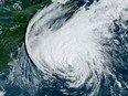 This satellite image provided by CSU/CIRA-NOAA shows hurricane Lee in the Atlantic Ocean on Friday, September 15, 2023. Residents of the Maritimes are being warned to prepare for damaging winds, large waves, flooding and power outages as hurricane Lee is expected to transform into a large, powerful post-tropical storm Saturday after entering Canadian waters. THE CANADIAN PRESS/HO-CSU/CIRA-NOAA *MANDATORY CREDIT*