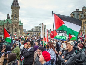 Rally in support of Palestinians during the Ottawa United for Gaza protest
