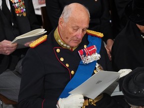 This file photo taken on September 19, 2022 shows Norway's King Harald V as he attends the State Funeral Service for Britain's Queen Elizabeth II, at Westminster Abbey in London.
