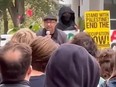 Cornell University professor Russell Rickford speaking at pro-Palestinian rally.