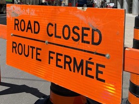 A file photo of a "Road Closed" sign.