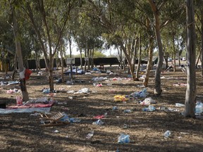 The site of a music festival near the border with the Gaza Strip in southern Israel