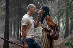 Tom Blyth as Coriolanus Snow and Rachel Zegler as Lucy Gray Baird in The Hunger Games: The Ballad of Songbirds and Snakes.