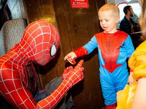 Spider-Man and 4-year-old Easton Adams