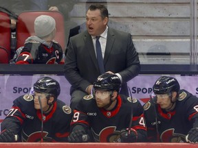 Ottawa Senators coach D.J. Smith coaching against the New York Rangers.