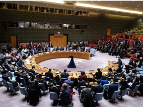 The UN Security Council meets about the situation in the Middle East, including the Palestinian question, at UN headquarters in New York on December 22, 2023.