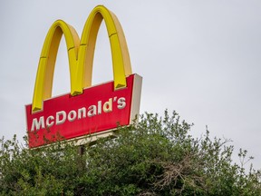 A McDonald's store sign is seen on October 30, 2023 in Austin, Texas.