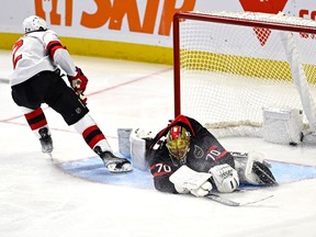 Brendan Smith New Jersey Devils Joonas Korpisalo Ottawa Senators
