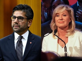 The Ontario Liberals are set to announce their new party leader on Saturday, Dec. 2, 2023, and Yasir Naqvi (L) and Bonnie Crombie (R) are among those hoping to land the job.