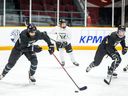 The women of the new PWHL Ottawa team took to the TD Place ice for a practice Sunday, Dec. 31 2023. Brianne Jenner, captain, left, on the ice during practice.