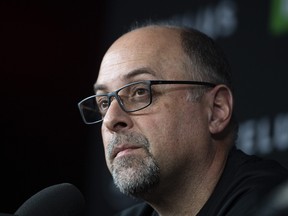 Former Ottawa Redblacks general manager Marcel Desjardins speaks to reporters in 2019.