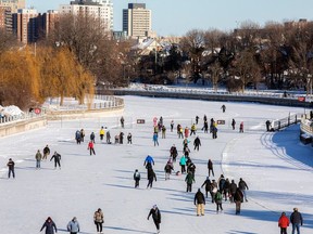 Skaters didn't let the red flags and closed gates stope them from getting out for a skate on the Rideau Canal Sunday, Jan. 21, 2024.