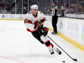 Ottawa Senators winger Vladimir Tarasenko skates with the puck.