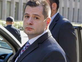 Former Toronto Police constable James Forcillo is pictured leaving a University Ave. courthouse on Sept. 14, 2015. (Dave Thomas, Toronto Sun)