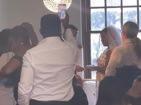 A bride and groom crashed an Indianapolis coffee shop and held an impromptu wedding ceremony without booking the business in advance, the owners said.