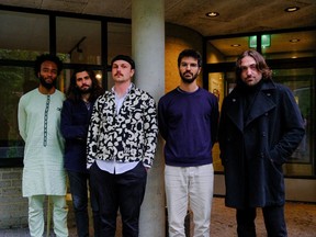 Nick Adema's Urban Chaos project, led by Adema, an Ottawa-raised jazz trombonist, who is third from the left. The group is touring Canada in January 2024 and its special guest is New York saxophonist Noah Preminger, who is at the right of the photo.