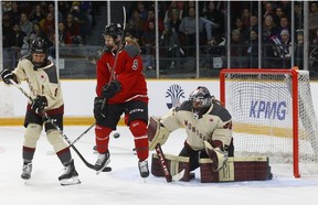 Ottawa's Daryl Watts provides a screen in front of the net Tuesday night against Montreal.