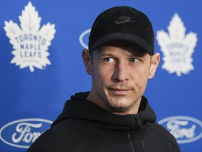 FormerToronto Maple Leafs forward Jason Spezza speaks to the media.