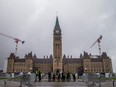 Dark skies and drizzly weather on Parliament Hill, Saturday, October 21, 2023. Alberta is to open a new trade office on Monday, only minutes away from the Parliament buildings.