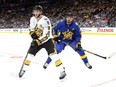 Connor McDavid #97 of the Edmonton Oilers skates with the puck against Auston Matthews #34 of the Toronto Maple Leafs during the game between Team Matthews and Team McDavid during the 2024 Honda NHL All-Star Game on February 03, 2024 in Toronto, Ontario.