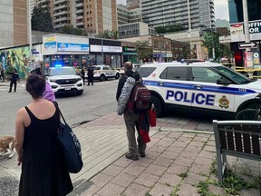 Police investigated a report of shots fired at Bank and Nepean streets July 13, 2023.