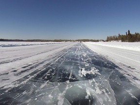 A winter road which crosses Shoal Lake to Shoal Lake 40 First Nation is photographed on Wednesday, February 25, 2015.