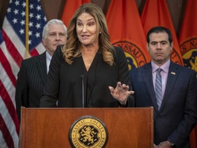 Caitlyn Jenner speaks at a press conference