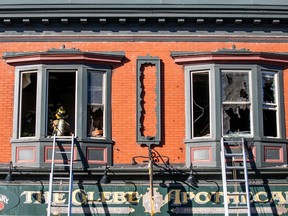 Ottawa firefighters and first responders had a section of Bank Street. File photo closed to extinguish a fire at the The Glebe Apothecary, Sunday, March 24, 2024.