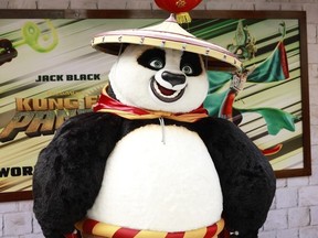 A person dressed as "Po" attends the premiere of Universal Pictures' "Kung Fu Panda 4" at the AMC The Grove theatre in Los Angeles, California, March 3, 2024.