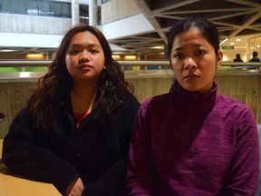 Algonquin College international students Shaira Cambri (left) and Christine Samus (right) say they're worried the March 6 homicides of six people in Barrhaven will cast a negative light on international students living in Canada. Megann Wall photo