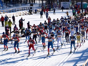 Men's 50K classic-style race at the Canadian ski championship at the Nakkertok Nordic Ski Centre