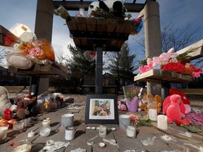 A memorial at the site of the Berrigan Drive killings
