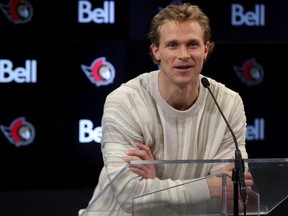 Ottawa Senators defenceman Jakob Chychrun meets with the media for a final time this season.