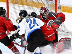 Sandra Abstreiter, seen in action for PWHL Ottawa against Toronto on March 2, 2024