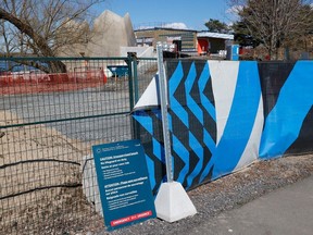 Fencing and signage related to the rehabilitation project at Westboro Beach earlier this week.