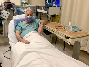 Bruce Deachman awaiting double-hip-replacement surgery at The Ottawa Hospital in January.