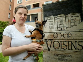 Angela Mertes, seen with her dog, Rosie, is being evicted from 440 Wiggins Private — a co-op where she has lived for 16 years. The reasons for the eviction are political, she says.