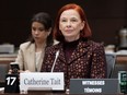CEO and president Catherine Tait will appear before the Heritage committee alongside Marco Dubé, the company's chief transformation officer. Tait waits to appear at the Heritage Committee, in Ottawa, Tuesday, Jan. 30, 2024.