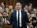 Conservative Party leader Pierre Poilievre rises during question period on Monday, September 15, 2025.