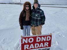 Terri Jackman (left) and Rachel Brooks have organized a petition to stop the Department of National Defence from using Ontario farmland for a new radar system.
